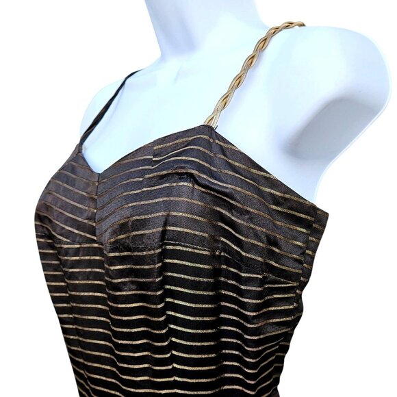 50s Egyptian Revival Black Gold Gown Full Skirt XXS Snake Chain 21" Waist - Picture 2 of 13